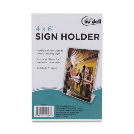 Artistic NuDell, Clear Plastic Sign Holder, Desktop, 4 X 6 35446